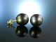 Big Grey Pearls! Tahiti Zucht Perlen Ohrringe Gold 585