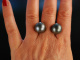 Big Grey Pearls! Tahiti Zucht Perlen Ohrringe Gold 585