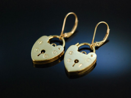 Heart Padlocks! Ohrringe Gold 585 und Silber 925 vergoldet