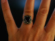 Zur Tracht! Granat Kette mit Kreuz Anh&auml;nger und Ring Silber Markasiten um 1970
