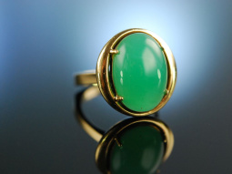 Vintage Green! Massiver sch&ouml;ner Chrysopras Ring Gold...