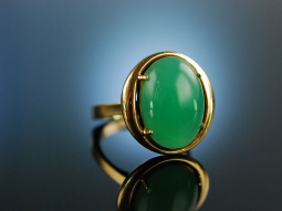 Vintage Green! Massiver sch&ouml;ner Chrysopras Ring Gold 585 um 1960