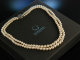 Classique Pearls! Edle 2reihige Akoja Zuchtperlen Kette Zierschlie&szlig;e Gold 585 Saphire