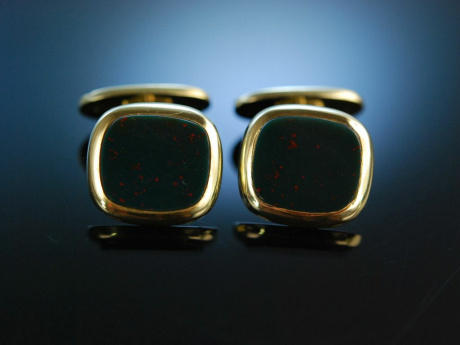 Classy Cufflinks! Manschettenkn&ouml;pfe zum Gravieren Gold 585 Blutjaspis