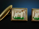 Vintage Fox Terrier! Manschettenkn&ouml;pfe Essex Crystal mit Hunde Darstellung England um 1950