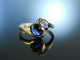 You and me! Beautiful engagement ring gold 375 sapphires England around 1990