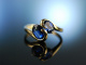 You and me! Schöner Verlobungs Engagement Ring Gold 375 Saphire England um 1990