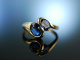 You and me! Beautiful engagement ring gold 375 sapphires England around 1990