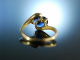 You and me! Beautiful engagement ring gold 375 sapphires England around 1990