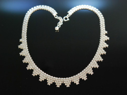 Style der Fifties! Statement Kette Silber 925 Backstein...