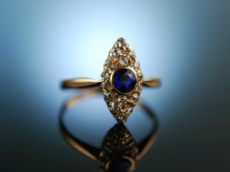 My Love! Antiker Engagement Verlobungs Ring um 1900 Gold 585 Saphir Diamanten