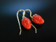 Coral Strawberries! Hübsche Erdbeer Ohrringe Gold 585 Mittelmeer Korallen