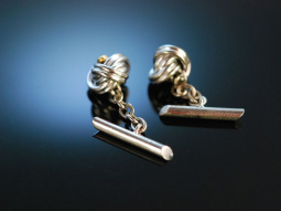Classy Knots! Klassische massive Knoten Manschettenkn&ouml;pfe Wei&szlig;gold 750