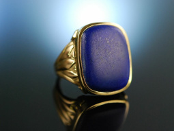 Klassiker um 1930! Familien Wappen Siegel Ring Gold 750  Lapislazuli