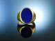 Klassiker! Familien Wappen Siegel Ring Gold 585 Lapislazuli