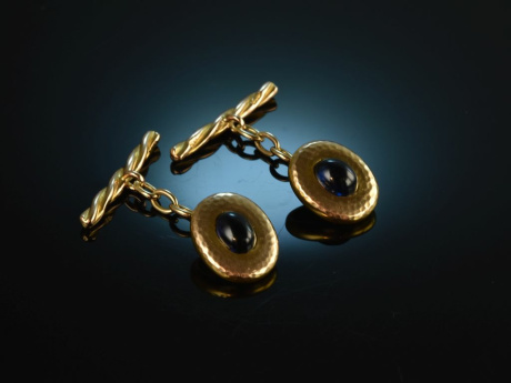 Noble classics! Heavy Cufflinks Gold 585 Sapphire Goldsmith Work