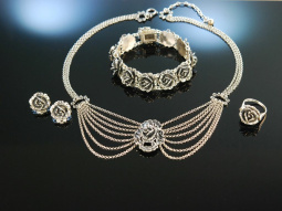 Rosen zum Dirndl! Trachten Schmuck Set 4teilig Silber 835