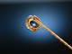 Sehr edel! Revers Krawatten Nadel Gold 585 Saphir Diamanten um 1900
