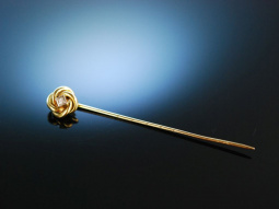 Klassischer Knoten! Revers Krawatten Nadel Gold 585 Diamant um 1950