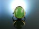 Vintage Greenery! Schicker Ring Gold 585 Jade Cabochon M&uuml;nchen um 1960