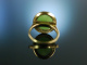 Vintage Greenery! Schicker Ring Gold 585 Jade Cabochon M&uuml;nchen um 1960