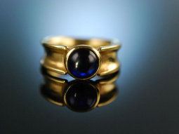 Big Blue! Wundervoller Ring Silber 925 vergoldet Saphir Cabochon