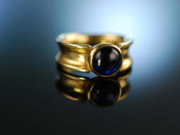 Big Blue! Wundervoller Ring Silber 925 vergoldet Saphir...