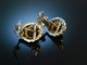 Zur Tracht! Hübsche Ohrringe Silber vergoldet Granate Graz um 1950