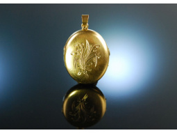 For my loved ones! Medaillon Silber 800 vergoldet um 1930 Maigl&ouml;ckchen Gravur