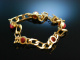 M&uuml;nchen um 1960! Schweres Panzer Armband Gold 750 mit Rhodochrosit Cabochons