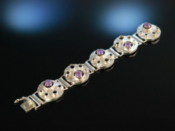 Mondkrater! Cooles Vintage Armband Silber 800 Amethyst K&ouml;ln um 1960