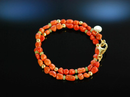 Fancy Coral! Armband 2reihig Sardegna Koralle Peridot...