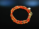 Fancy Coral! Armband 2reihig Sardegna Koralle Peridot Silber 925 vergoldet