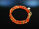 Fancy Coral! Armband 2reihig Sardegna Koralle Peridot Silber 925 vergoldet