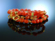 Fancy Coral! Armband 2reihig Sardegna Koralle Peridot Silber 925 vergoldet