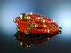 Finest Sardegna Coral! Fancy Armband 3reihig Peridot Tropfen Silber 925 vergoldet