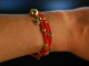 Finest Sardegna Coral! Fancy Armband 3reihig Peridot Tropfen Silber 925 vergoldet