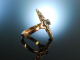 Um 1930! Navette Ring Gold 750 Platin Saphir Diamanten