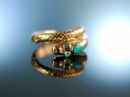 Victorian Snake! Schlangen Ring 1848 Rot Gold 585...