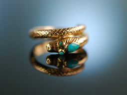 Victorian Snake! Schlangen Ring 1848 Rot Gold 585...