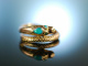 Victorian Snake! Schlangen Ring 1848 Rot Gold 585 T&uuml;rkise mit Geheimfach!
