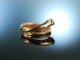 Victorian Snake! Schlangen Ring 1848 Rot Gold 585 T&uuml;rkise mit Geheimfach!