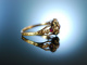 Zarte Bande! Historischer Ring um 1780 Gold 9 Kt Saatperlen Rubine Turmaline