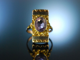 M&uuml;nchen um 1930! Eleganter Ring im Bauhaus Stil Gold 585 Amethyst