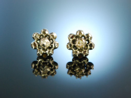 Um 1800! Historische Diamant Rosen Ohrringe Gold 585 und...