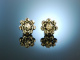 Um 1800! Historische Diamant Rosen Ohrringe Gold 585 und Silber