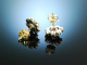 Um 1800! Historische Diamant Rosen Ohrringe Gold 585 und Silber