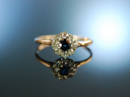 My love! Historischer Verlobungs Freundschafts Engagement Ring Diamanten Saphir Gold 585