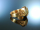 Um 1930! Sch&ouml;ner Ring Rot Gold 585 aquamarinblauer synthetischer Verneuil Spinell