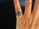 Um 1930! Sch&ouml;ner Ring Rot Gold 585 aquamarinblauer synthetischer Verneuil Spinell